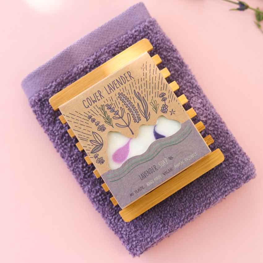 Lavender Soap, cloth and soap dish trio - Image 3